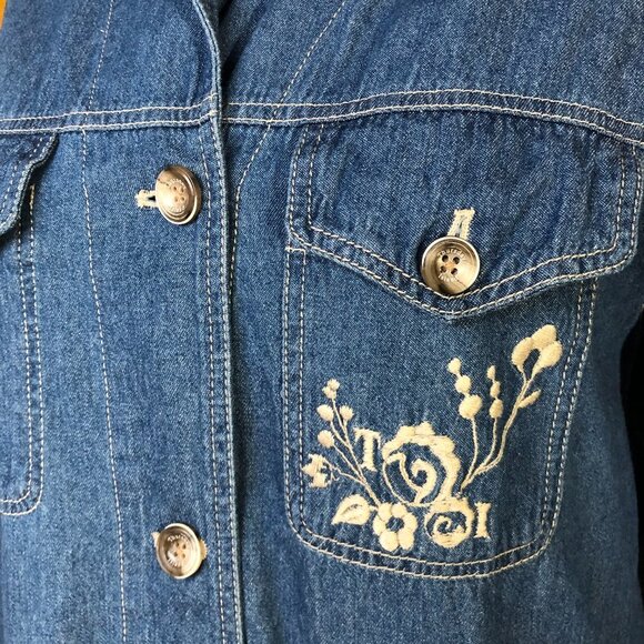 Thursday Island Urban Vintage long soft denim embroidered jacket, blazer - Picture 6 of 16